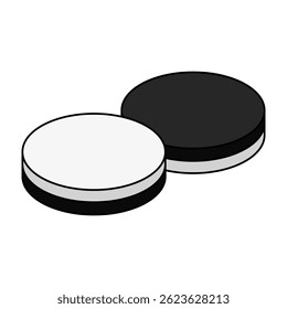 Black and White Reversi Game Pieces. Othello Game Pieces. Vector.