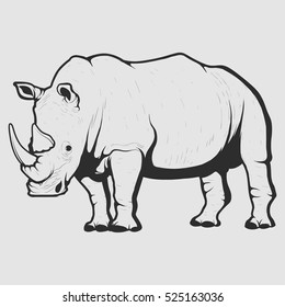 Black and white rhino vector illustration