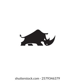 Black and white rhino vector logo design.