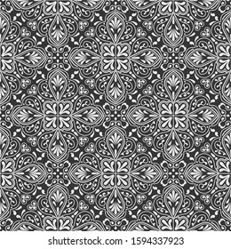 black and white rhomboid mandala pattern