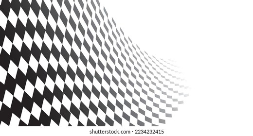 Black and white rhombus background. Vector checkered background with copy space for text.
