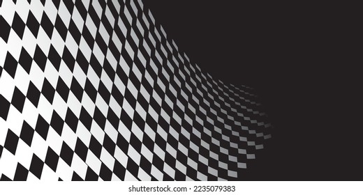 Black and white rhombus background. Vector checkered background with copy space for text.
