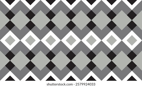 Black and white rhombus combination decorative vector pattern. Geometric background combination of black, white and gray