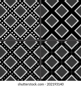black and white rhombuses patterns