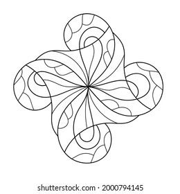 Black and white rhombus-shaped ornament. A simple mandala. Hand-drawn vector illustration.