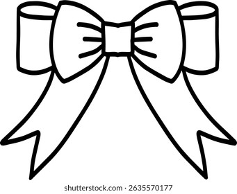 Black and White Ribbon Bow Outline Clip art – Doodle Ribbon Line Art
