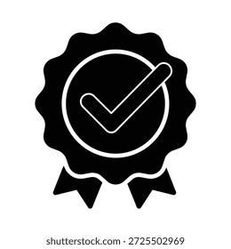Cinta en blanco y negro con marca de verificación tick Aprobación de éxito