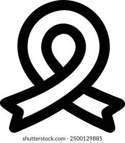 A black and white ribbon icon