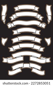 Material vectorial de juego de cintas en blanco y negro