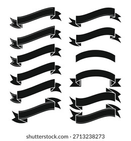 Black and white ribbon set vector illustration for decoration and design	