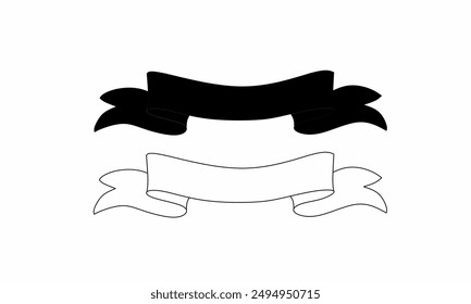 Black and white ribbons neatly arranged top and bottom as part of the emblem, logo, decoration, white background