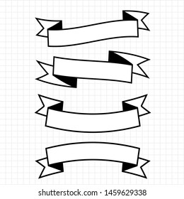 black and white ribbons on gridline background.back to school concept
