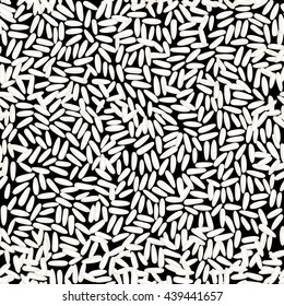 Black and white rice vector abstract seamless pattern