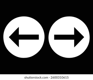 Black and White Right or Left Arrow Icon – Directional Symbol Vector EPS File.