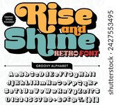 Black and White Rise and Shine Groovy Retro Vintage Display Font alphabet