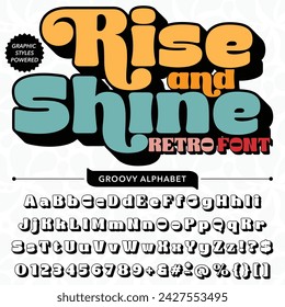 Black and White Rise and Shine Groovy Retro Vintage Display Font alphabet