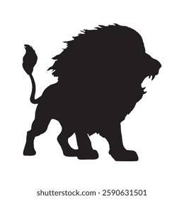 Black and White Roaring Lion Silhouette for a Strong Visual Statement - Lion Vector - Lion Icon
