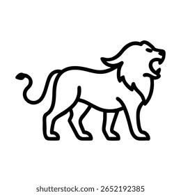Vetor de leão rugido preto e branco exibindo força selvagem e graça majestosa. Ideal para tatuagens, logotipos, vestuário e projetos gráficos temáticos destemidos.