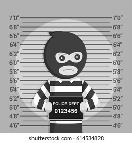 black and white robber mugshot background black and white style