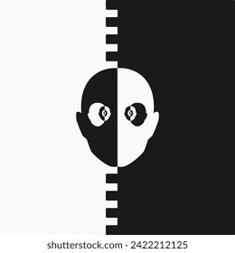 cabeza de robot blanco y negro - icono, ilustración sobre fondo blanco y negro,estilo abstrack moderno.vector