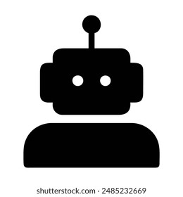 Black and white robot icon. Vector illustration