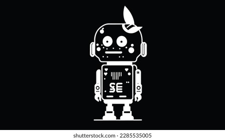vector libre de ilustración de robot blanco y negro 