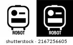 black and white robot logo vector