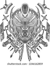 black and white robot mask concept design 0002