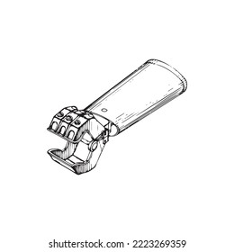 Black and white Robotic hand vector illustration on white background. Suitable for technology content design