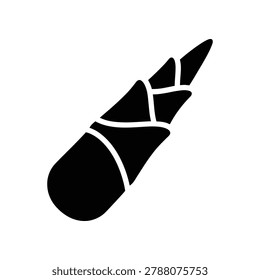 Black and white rocket icon with bold outlines and simplistic design