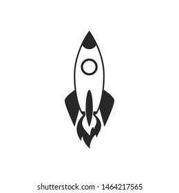 Black and white rocket illustrations on a white background Vector icon