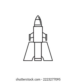 Black and white rocket machine vector illustration on white background. Suitable for technology content design