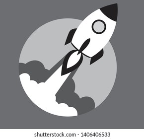 Black and white rocket symbol.