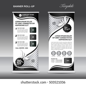 Black and white Roll up banner, stand template, banner design, cosmetics banner, spa roll up, pull up, flyer design