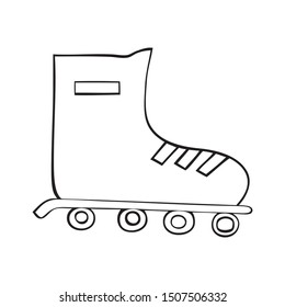Black and white roller skate icon vector