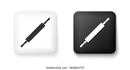 Black and white Rolling pin icon isolated on white background. Square button. Vector.