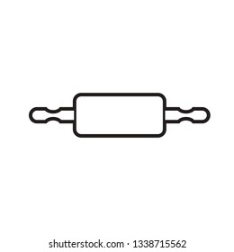 black and white rolling pin vector icon isolated on white