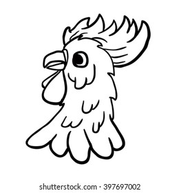 caricatura de un gallo blanco y negro