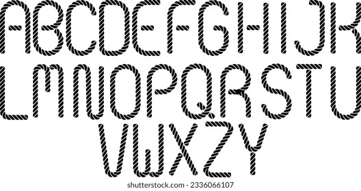 black white rope fonts set