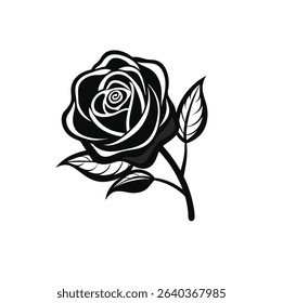 Black and White Rose Design Vector Illustration
