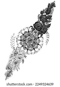 black and white rose flower illustration