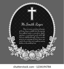 Black and white rose funeral card by hand drawing.Flower vector art highly detailed in line art style.