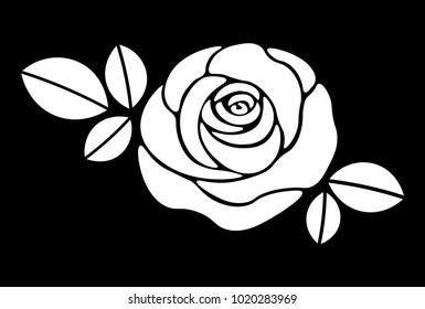 Black and White Rose With Leafs