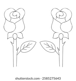 Black and White Rose Silhouette Art