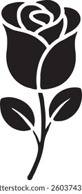 Black and white rose silhouette set on a white background. rose silhouette vector 