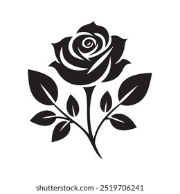 Ilustración vectorial de rosa en blanco y negro