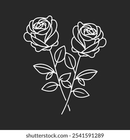 Black and white rose vector illustration.