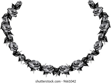 black and white rose wreath