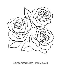 Vector Set Detailed Isolated Outline Rose Stock Vector (Royalty Free ...