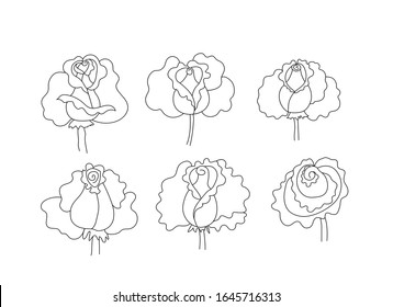 Black and white roses. Isolated on a white background. Stock vector illustration. Black and white graphics.Minimalism. Coloring book